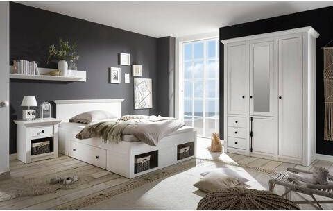 Home affaire Slaapkamerserie California klein, bed 140 cm, 1 nachtkastje en 3 deurs kledingkast(set, 3 stuks )