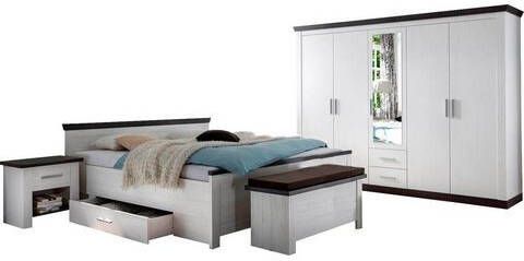 Home affaire Slaapkamerserie Siena 5 deurs kledingkast, bed 180 cm, 2 nachtkastjes(set, 4 stuks )