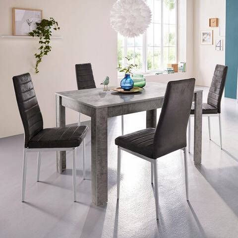 INOSIGN Eetkamerstoel Kate(2 of set van 4 ), bekleding van microvezel vintage, zilverkleurig metalen frame(set )