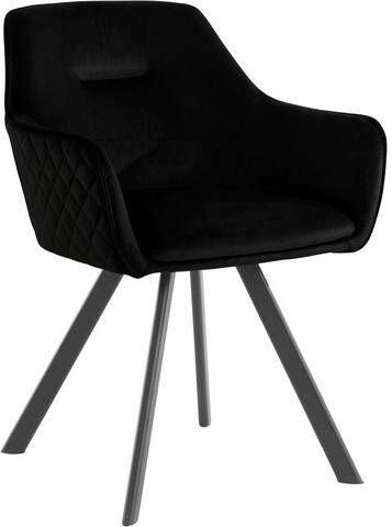 INOSIGN Eetkamerstoel Nina met zwart metalen frame en decoratief diamantvormig stiksel op de achterkant(1 stuk )