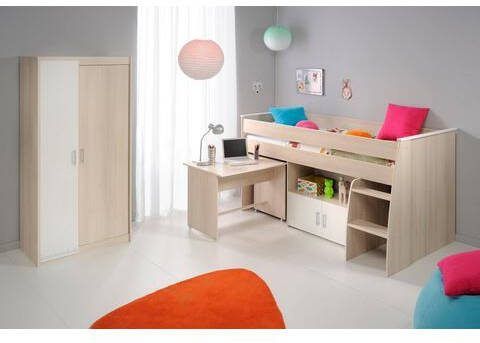 Parisot Tienerkamerset Charly Bed met uittrekbaar bureau op wieltjes(set, 3 stuks )