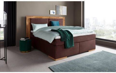 Places of Style Boxspring Cup met ledverlichting, massief houten frame en topmatras, in 2 hardheden, in 3 breedten