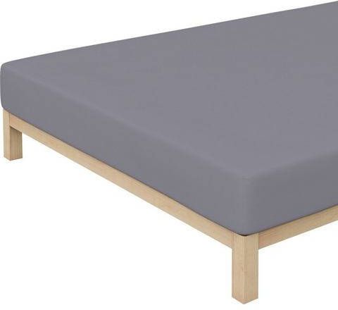 Merkloos Schlafgut Jersey Stretch Hoeslaken 95% Gebreide Jersey Katoen 5% Elastan 1 persoons(90/100x190/220 Cm) Graphit