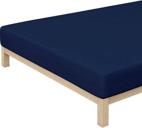 Merkloos Schlafgut Jersey Stretch Hoeslaken 95% Gebreide Jersey Katoen 5% Elastan 1 persoons(90/100x190/220 Cm) Marine