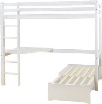 HOPPEKIDS Loft Bed Basic Mega wit met loungemodule en bureau Wit
