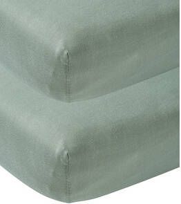 Meyco katoenen hoeslaken wieg 40x80/90 cm (set van 2) Stone green