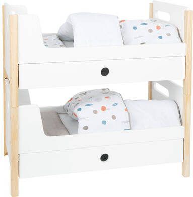Small Foot Poppenstapelbed En Beddengoed 50 Cm Hout Wit/beige