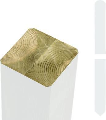 Plus Danmark Paal vuren 9 x 9 cm wit(237 cm)met gepunte en afgeronde kant geschaafd