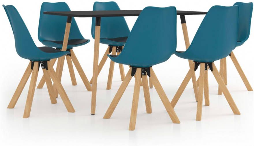 VIDAXL 7 delige Eethoek turquoise en zwart