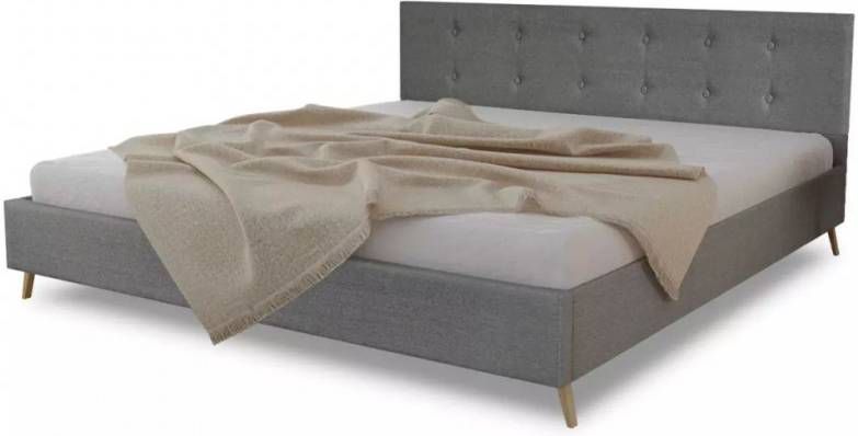 VidaXL Bedframe hout met lichtgrijze stoffen bekleding 160x200 cm