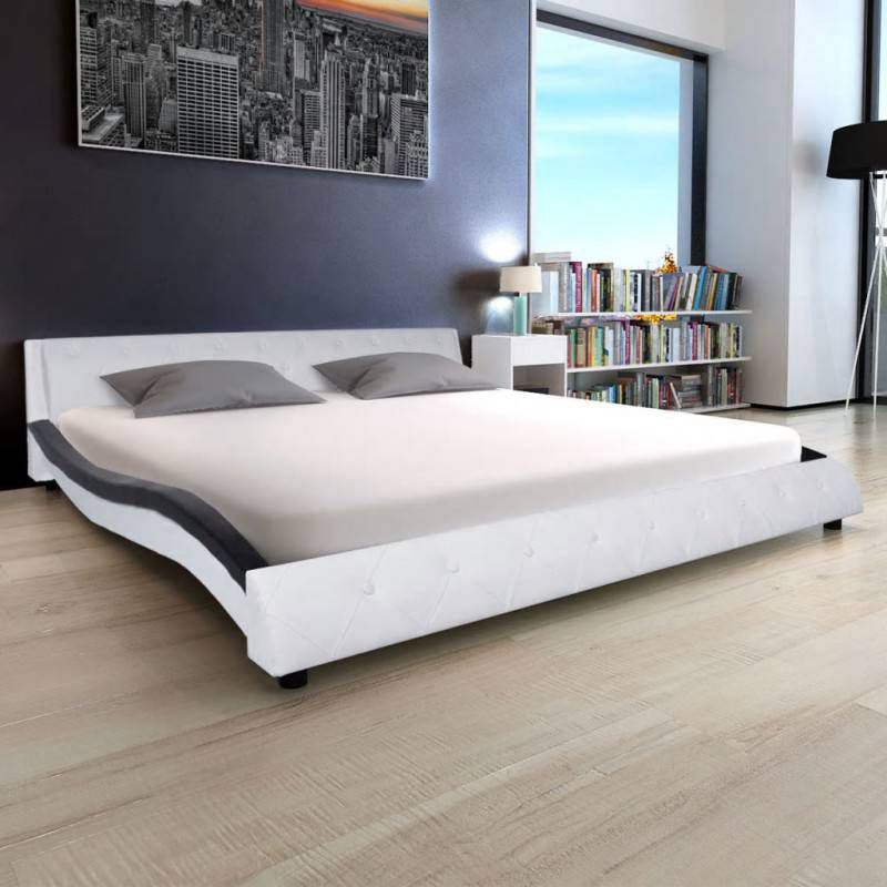 VidaXL Bedframe kunstleer 180x200 cm wit en zwart Beddentotaalmarkt.nl