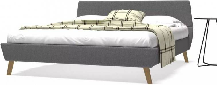 VidaXL Bedframe hout met lichtgrijze stoffen bekleding 160x200 cm