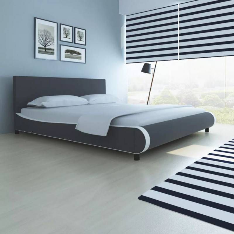 VidaXL Bedframe modern kunstleer grijs/wit 180x200 cm