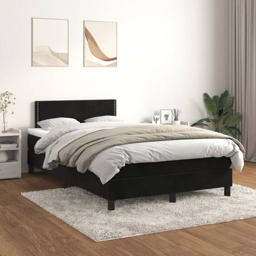 VIDAXL Boxspring met matras fluweel zwart 120x200 cm
