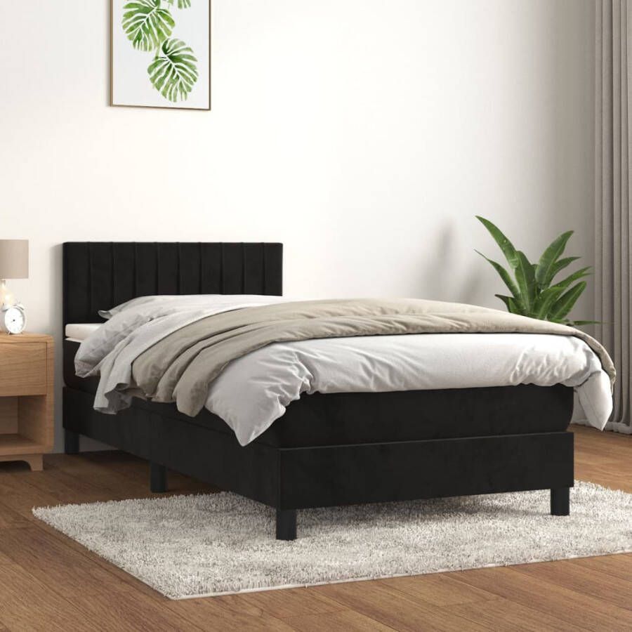 VIDAXL Boxspring met matras fluweel zwart 80x200 cm