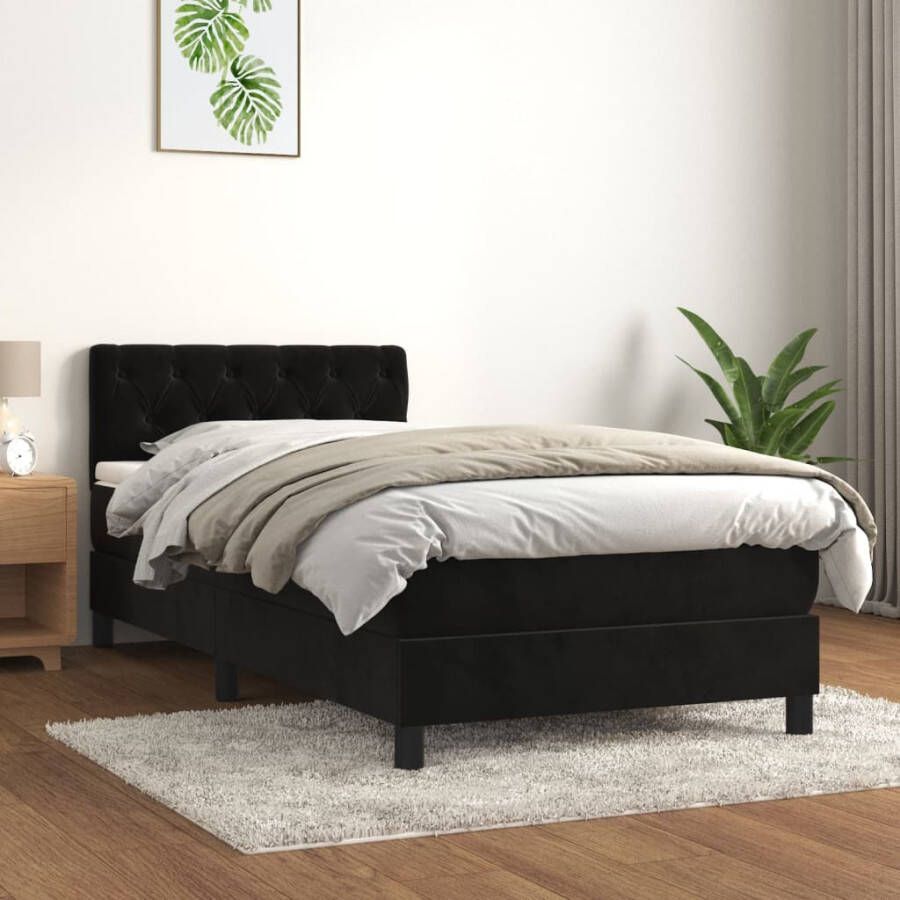VIDAXL Boxspring met matras fluweel zwart 80x200 cm
