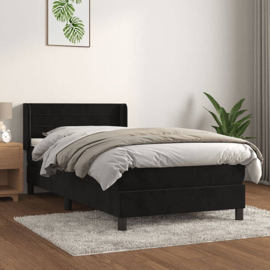 VIDAXL Boxspring met matras fluweel zwart 80x200 cm
