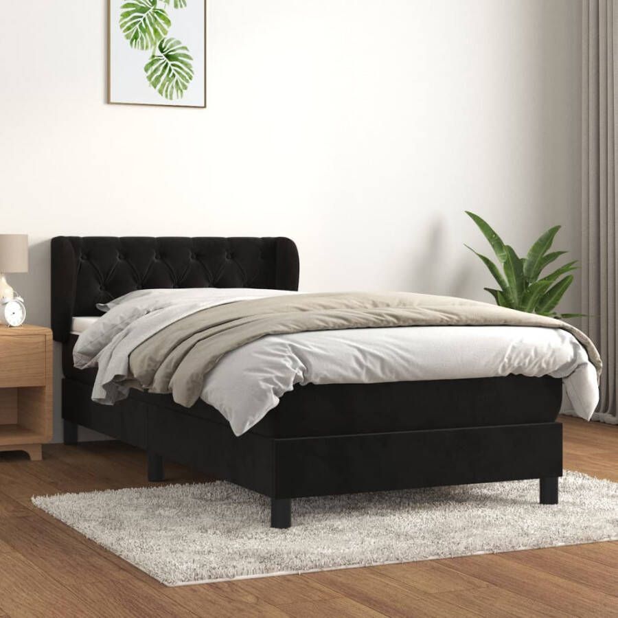 VIDAXL Boxspring met matras fluweel zwart 80x200 cm