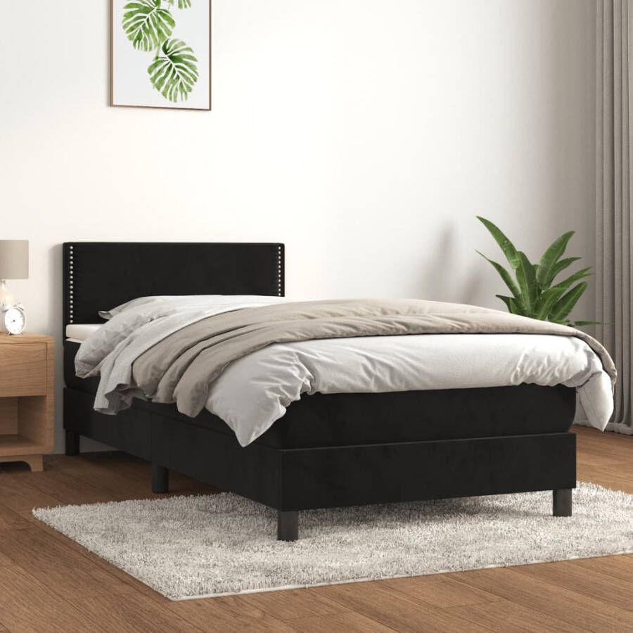 VIDAXL Boxspring met matras fluweel zwart 80x200 cm