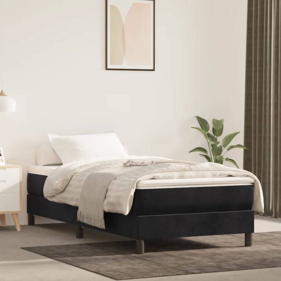 VIDAXL Boxspring met matras fluweel zwart 80x200 cm