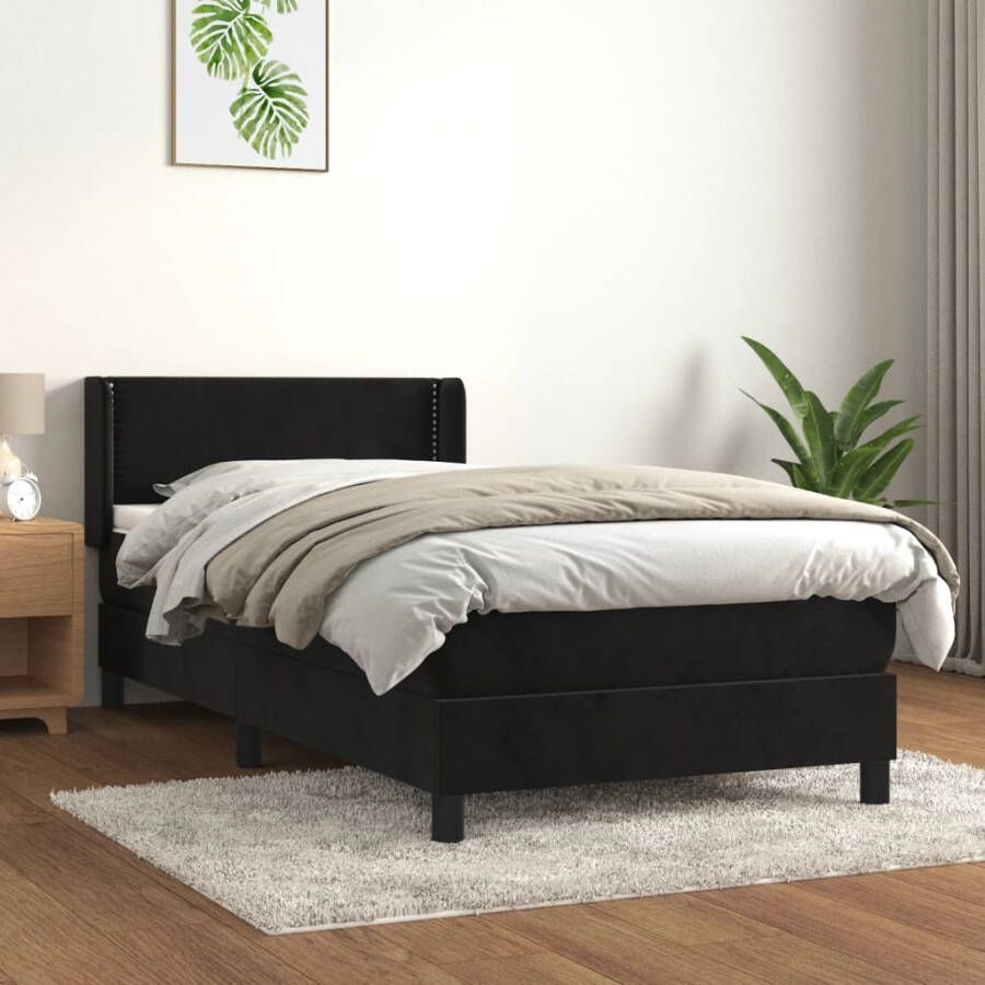 VIDAXL Boxspring met matras fluweel zwart 80x200 cm