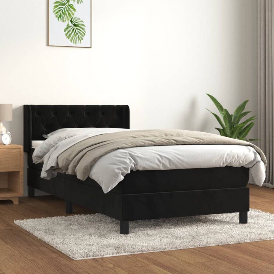 VIDAXL Boxspring met matras fluweel zwart 80x200 cm