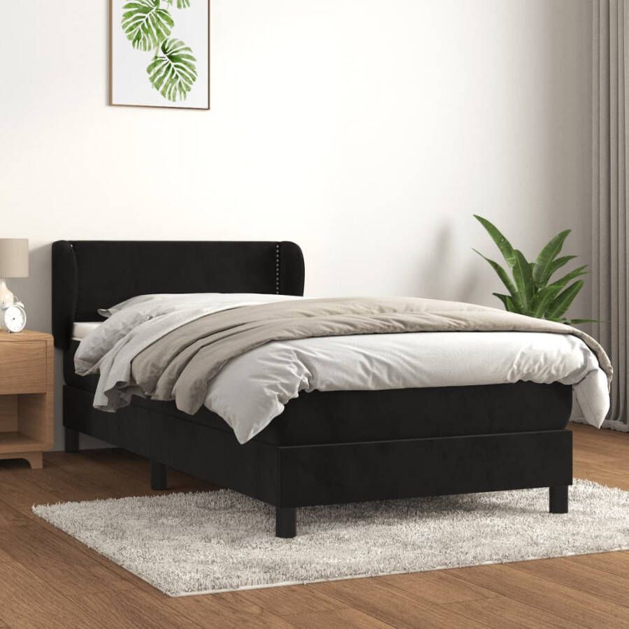 VIDAXL Boxspring met matras fluweel zwart 80x200 cm