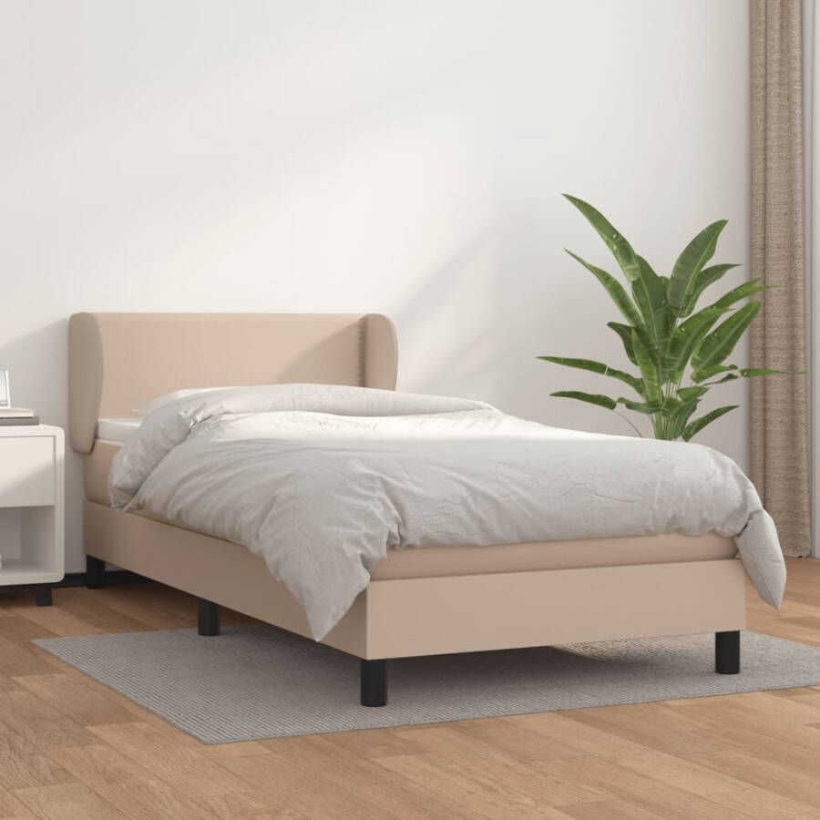 VIDAXL Boxspring met matras kunstleer cappuccinokleurig 90x200 cm