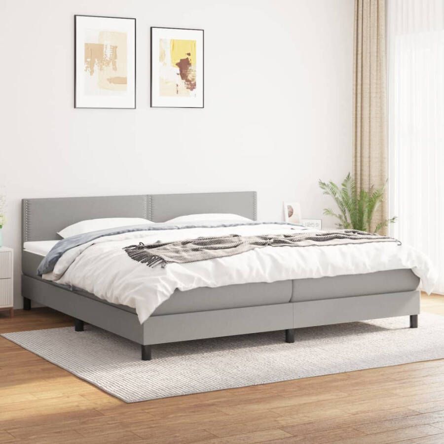VIDAXL Boxspring met matras stof lichtgrijs 200x200 cm
