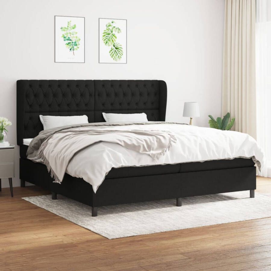 VIDAXL Boxspring met matras stof zwart 200x200 cm