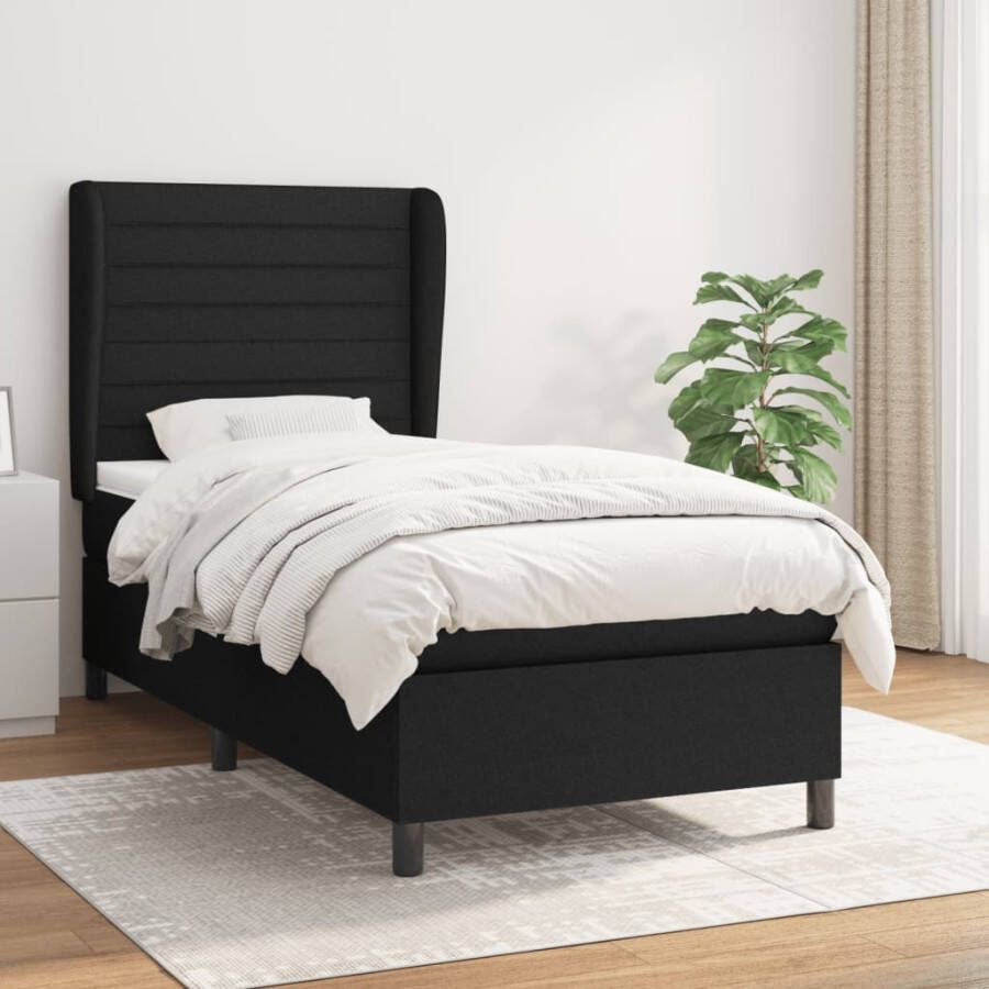 VIDAXL Boxspring met matras stof zwart 80x200 cm