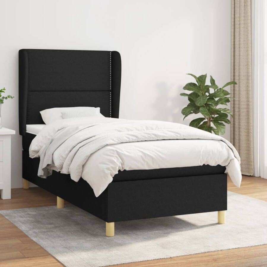 VIDAXL Boxspring met matras stof zwart 80x200 cm
