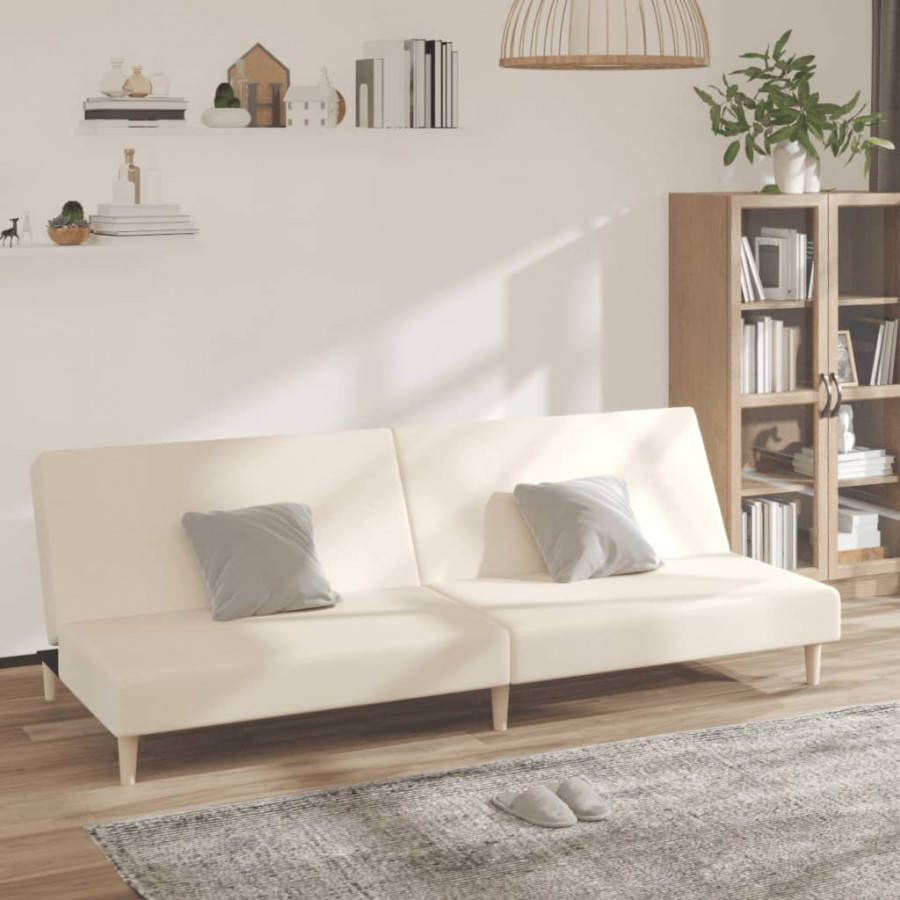 VIDAXL Slaapbank 2 zits stof crè, mekleurig