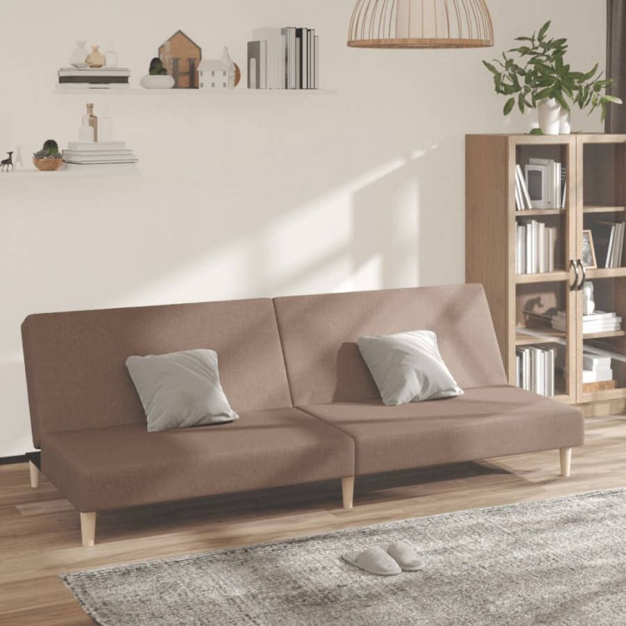 VIDAXL Slaapbank 2 zits stof taupe