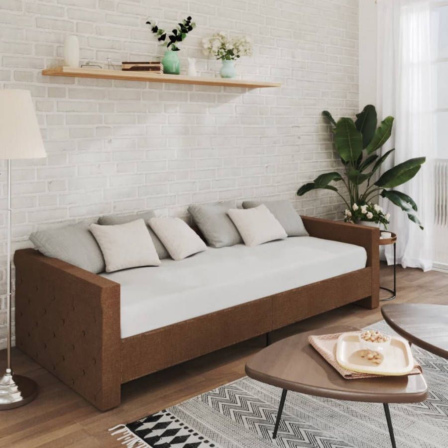 VIDAXL Slaapbank met matras en USB stof bruin 90x200 cm