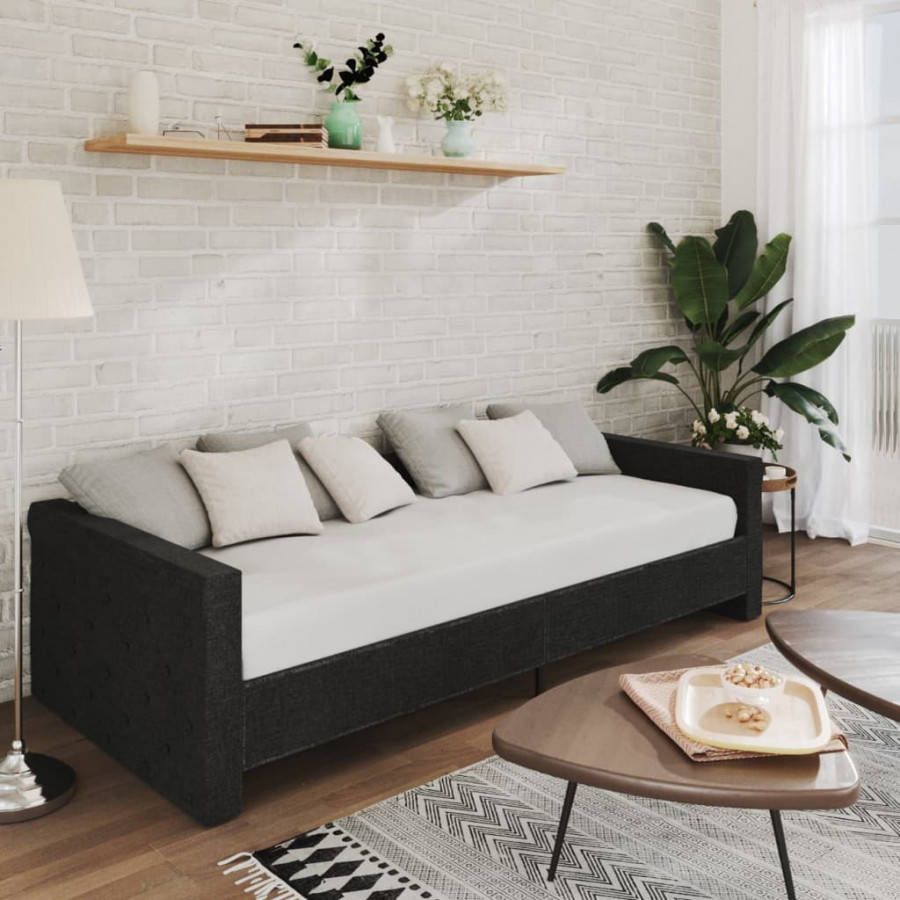 VIDAXL Slaapbank met matras en USB stof zwart 90x200 cm