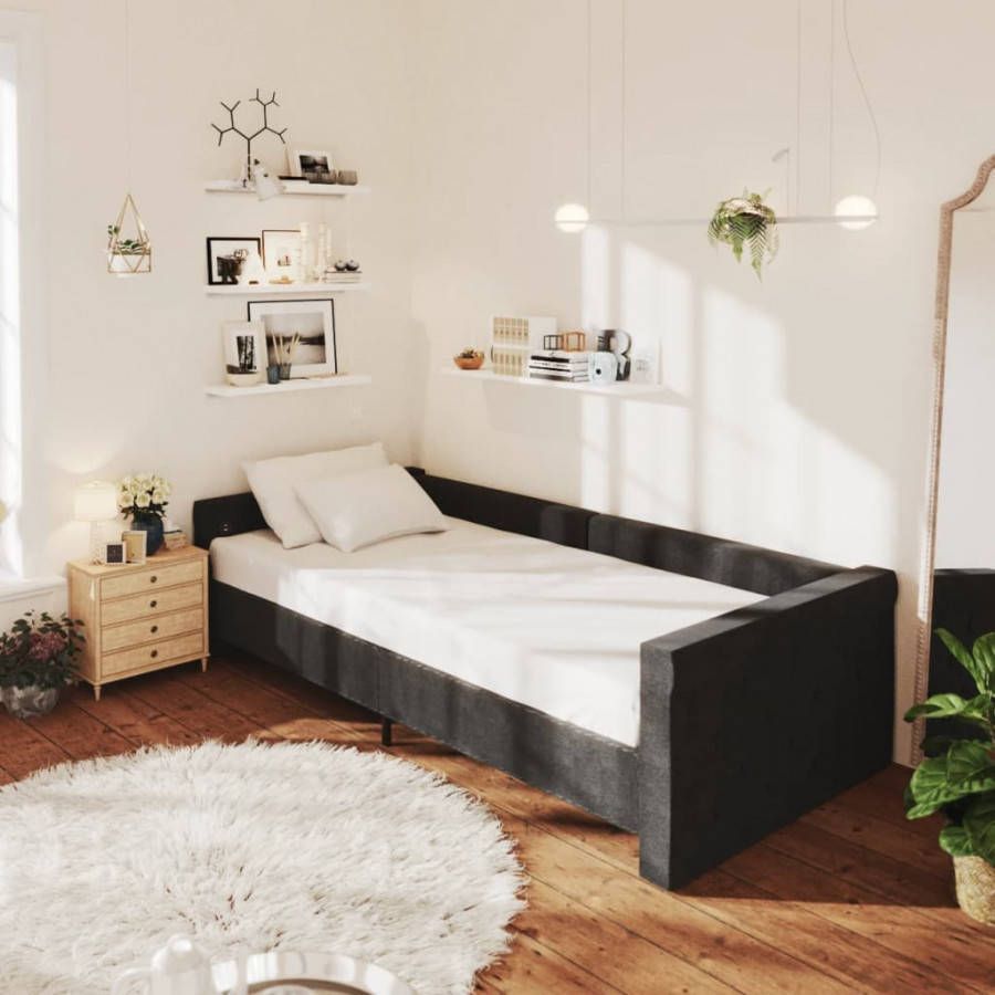 VIDAXL Slaapbank met USB stof zwart 90x200 cm
