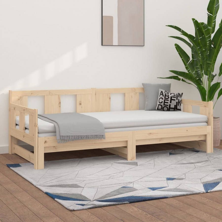 vidaXL Slaapbank uitschuifbaar massief grenenhout 2x(90x190)cm
