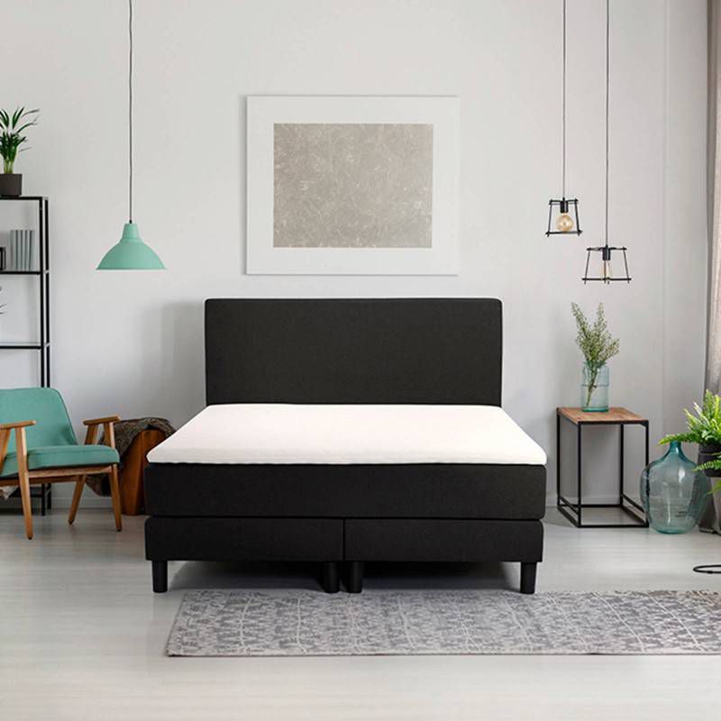 Beter Bed Basic Box Ambra Vlak Met Gestoffeerd Matras 90 x 200 cm zwart online kopen